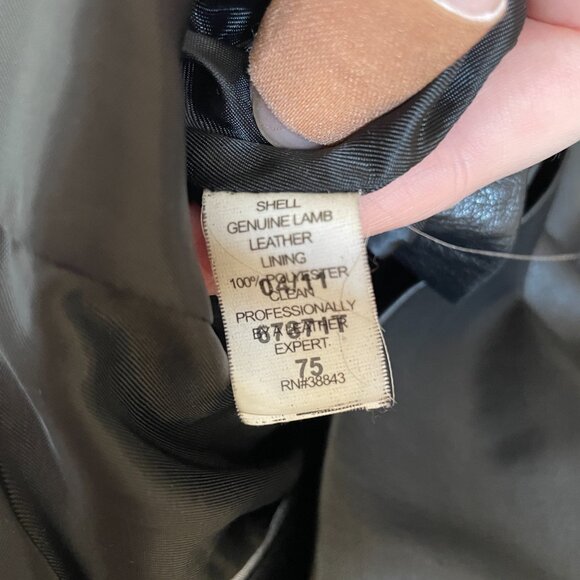 Tahari | Black Lamb Leather Ruffled Leather Jacket XL - Picture 6 of 7